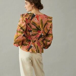 Anthropologie Pink Floral Blouse